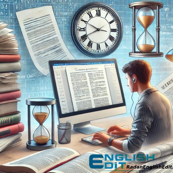 Man behind desk doing paper translation